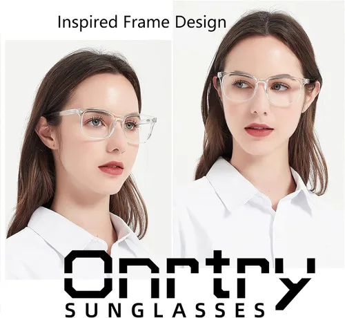 Vista 36 de Onrtry Gafas sin receta para hombres y mujeres, lentes transparentes cuadradas