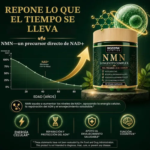 Vista 3 de NMN Supplement 24-in-1 NAD+ Complex 1000mg Per Serving, 60 Vegan Capsules