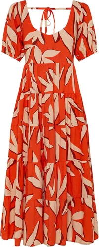 Vista 2 de PRETTYGARDEN Vestidos de verano para mujer, manga abombada, floral, casual, vestidos de verano fruncidos, sin espalda, para playa, vestido largo