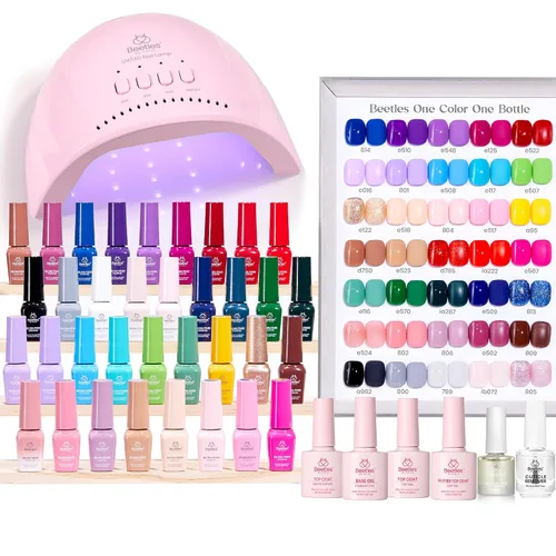 Vista 15 de Beetles - Kit de esmalte de uñas de gel con luz UV, 20 colores, juego de 31