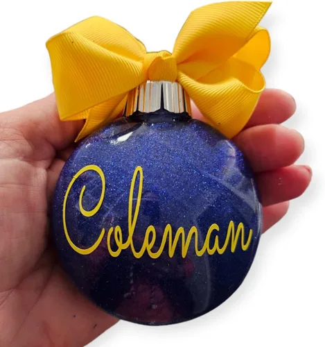 Vista 11 de Adorno de Navidad personalizado relleno de purpurina hecho a medida, regalo ideal para fiesta de intercambio de regalos de oficina (Aqua)