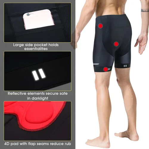 Vista 5 de Souke Sports Pantalones cortos acolchados de ciclismo para hombre pantalones cortos de ciclismo cómodos para ciclismo de carretera con bolsillo