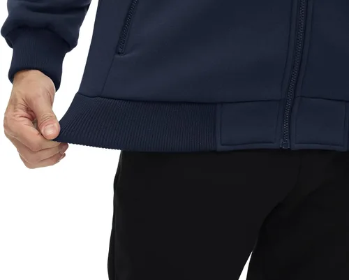Vista 6 de CRYSULLY Chaqueta con forro de sherpa para hombre, con cremallera completa, sudadera con capucha para invierno