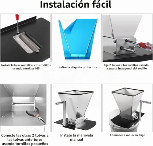 Vista 3 de MRbrew Trituradora de malta con base metálica, Homebrew de acero inoxidable Negro