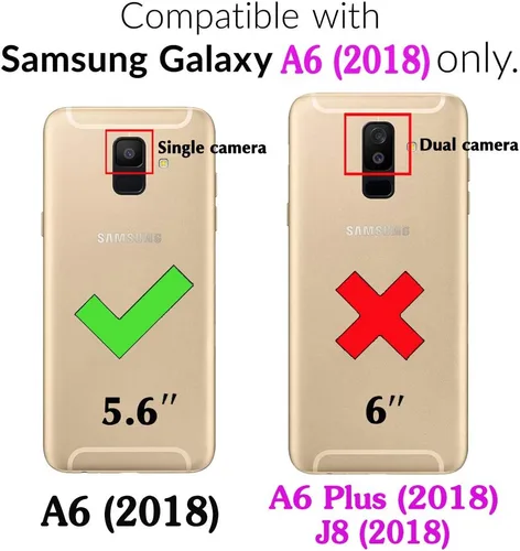 Vista 2 de Asuwish Funda de teléfono para Samsung Galaxy A6 con protector de pantalla de vidrio templado y accesorios de celda de silicona delgada y suave TPU