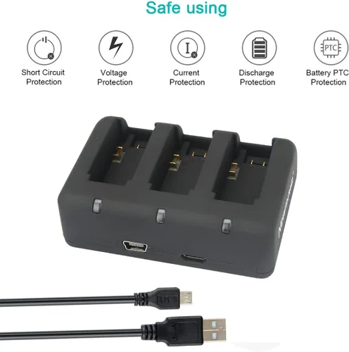 Vista 6 de Newmowa Paquete de 2 baterías de 1300 mAh y cargador de 3 canales para GoPro Hero 3/3+ Batería de repuesto y cargador rápido para AHDBT-301