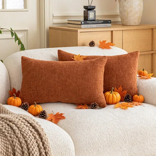 Vista 13 de Home Brilliant Fundas de almohada de primavera de 18 x 18 pulgadas, fundas de almohada decorativas de terciopelo chenille a rayas para decoración