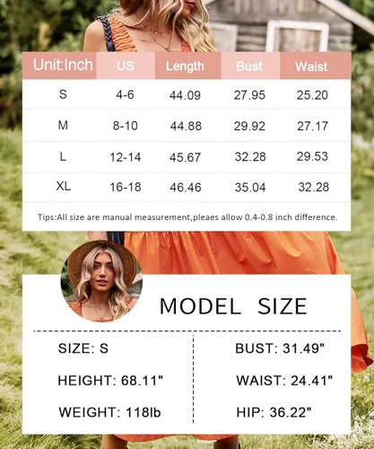 Vista 7 de Vaiaye Vestido largo de verano para mujer, estilo casual, bohemio, sin mangas, tirantes delgados, fruncido, largo, fluido, escalonado, para el sol