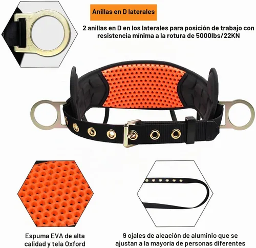 Vista 2 de Arnés de Seguridad Cinturón de Escalada - Cinturón de Seguridad con Hebilla de Lengüeta con Almohadilla de Cintura Ventilable y que Absorbe