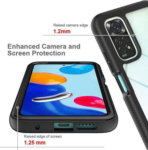 Vista 4 de Funda para Xiaomi Redmi Note 11 - Funda protectora anticaída, amortiguadora - Negro