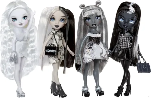 Vista 6 de Rainbow High Shadow High Heather - Muñeca de moda en escala de grises de 28 cm. Cabello y atuendo en blanco y negro y bolso de mano