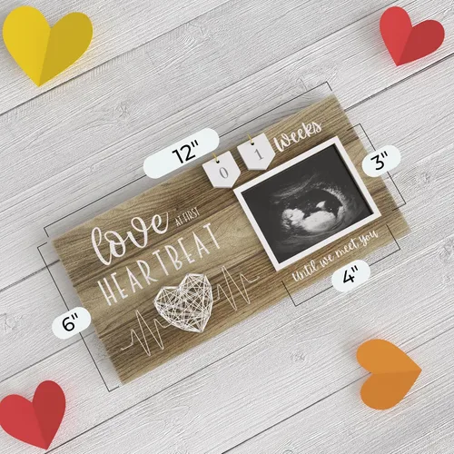 Vista 7 de Marco de fotos de ecografía de bebé con cuenta regresiva de semanas – Foto de ultrasonido estándar de 4"x3" – Ideas de anuncios de embarazo – Regalo