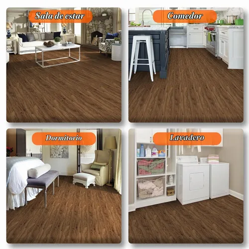 Vista 9 de Homease Piso de Vinilo con Grano de Madera 15.7" x 118" Rollo Marrón, Azulejos de Piso Autoadhesivos Impermeables, Superficie Extra Resistente al