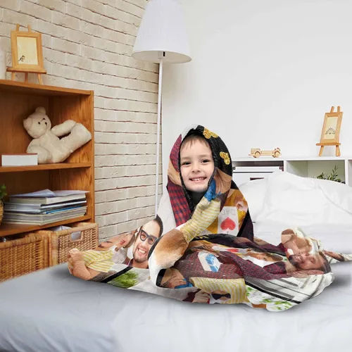 Vista 3 de Manta personalizada para el Día del Padre, regalos para papá, mantas personalizadas con fotos, mantas personalizadas de collage de fotos, manta suave