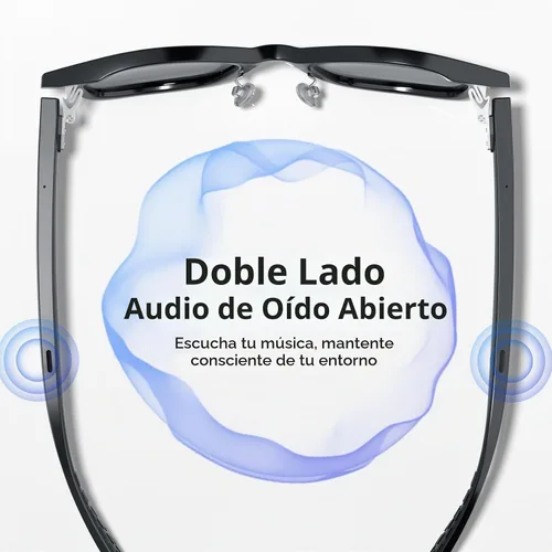 Vista 3 de Lentes inteligentes, lentes de sol polarizados con altavoz Bluetooth 5.4 de oído abierto, protección UV atlético/exterior y compatible con asistente