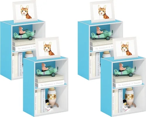 Vista 36 de Furinno LUDER - Estantería de libros, estantería moderna de 2 niveles, estantería abierta de 9 x 16 x 21, para sala de estar, dormitorio, oficina
