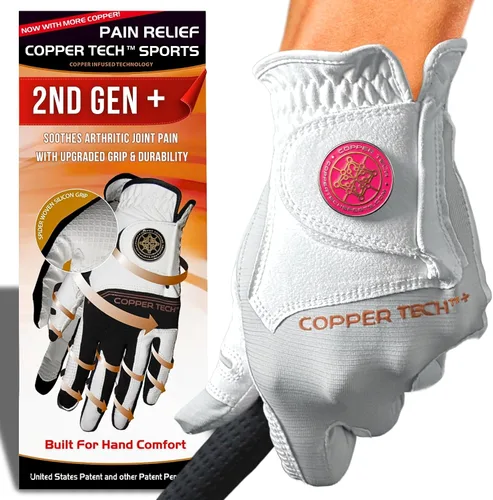 Vista 15 de Copper Tech Plus Ladies Golf Gloves Women (2nd Gen) Copper Compression Joint Support with Flexible & Comfortable Fit Tacky Silicone Pad