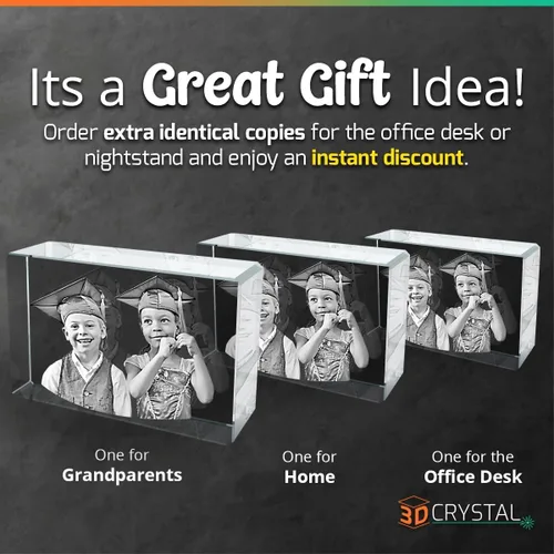 Vista 4 de Foto 3D personalizada grabada con láser en forma rectangular de cristal para cumpleaños, aniversario, regalos de boda, San Valentín, Navidad