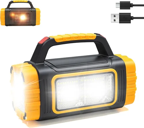 Vista 8 de Linterna solar recargable, 8 modos de luz, batería de 2000 mAh, 3000 lúmenes, USB LED, linterna de mano, linterna multifunción para foco de azul