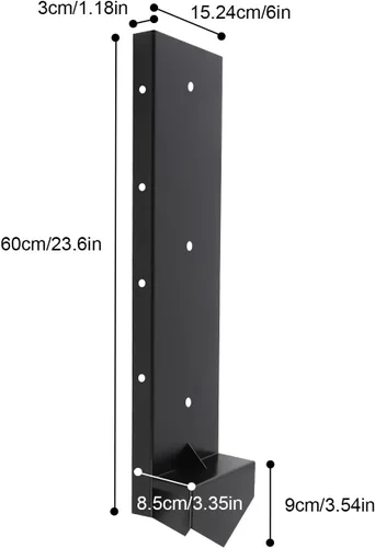 Vista 2 de Kit de reparación de postes de valla de 6 x 6 pulgadas, soporte para poste de valla de anclaje resistente, doble soporte, reparación de madera