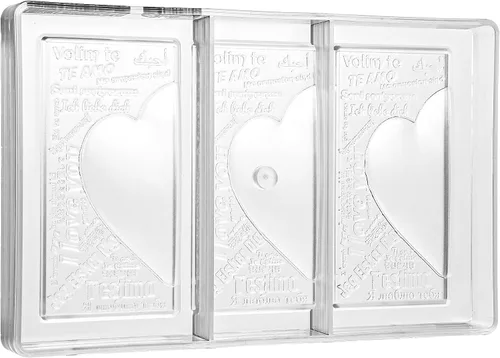 Vista 5 de CM 3844 Louis Amado - Molde de policarbonato transparente para chocolate con 3 cavidades rectangulares para tabletas con mensaje de corazón, 2.756