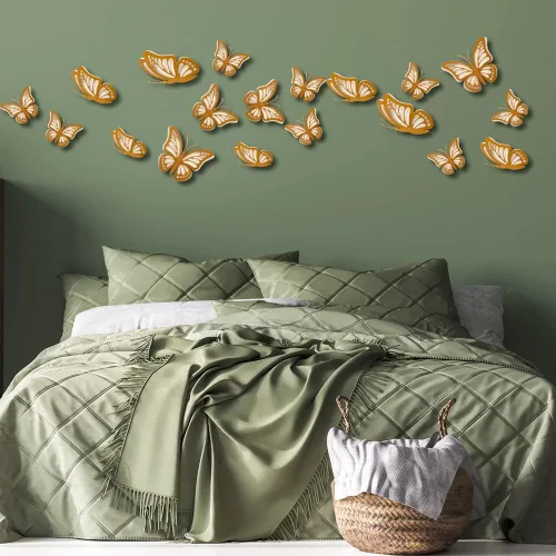 Vista 7 de 20 calcomanías de pared con mariposas 3D, calcomanías de papel de doble capa, calcomanías de mariposa extraíbles para decoración de salas de estar
