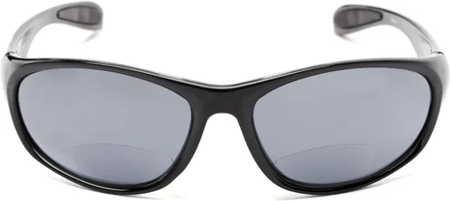Vista 2 de Readers Reading Sunglasses: The Zeek Bifocal Reading Sunglasses, Acetate oval Style for Men and Women Negro brillante con gris