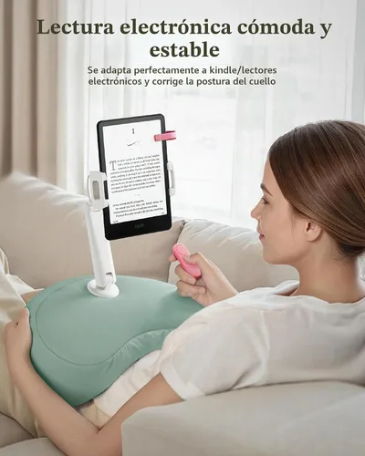 Vista 2 de SAIJI Soporte de almohada Kindle para cama - Soporte para iPad y tableta Cian