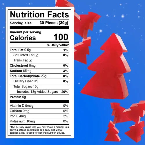 Vista 2 de Caramelos de regaliz de cereza de Navidad, paquete de 9 onzas, golosinas festivas en forma de árbol en un paquete sellado de fábrica, gran relleno