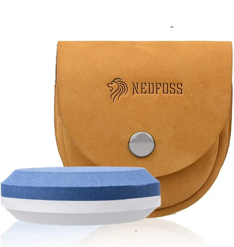 Vista 11 de NedFoss - Disco afilador para hacha/hacha con vaina, piedra de afilar para cuchillos, afilador de grano dual multiusos
