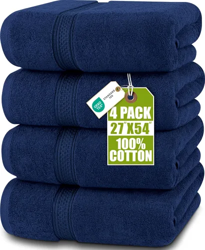 Vista 13 de Toallas de baño de algodón de lujo de 700 GSM (4 unidades, 27 x 54 pulgadas) por Utopia, Beige