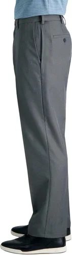 Vista 3 de Haggar Cool 18 - Pantalón de cintura ampliable oculta con parte frontal plana y ajuste clásico para hombre