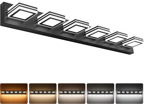 Vista 10 de SOLFART Lámparas LED para tocador de baño: 3 luces de níquel cepillado moderno acrílico para pared de baño sobre espejo de 20 pulgadas 5CCT Níquel