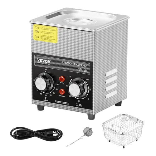 Vista 9 de VEVOR Limpiador ultrasónico de 2 litros con temporizador y cesta, máquina de cavitación sónico digital profesional, máquina de limpieza de 60 W