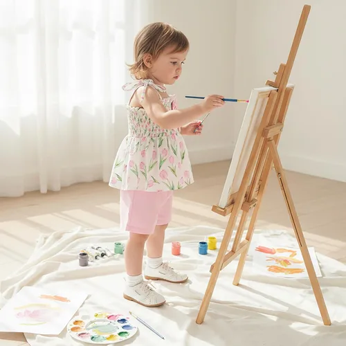 Vista 3 de Conjunto de ropa de verano para niña pequeña, con lazo fruncido, camiseta y pantalones cortos, tulipán, floral, lindos trajes para niñas pequeñas