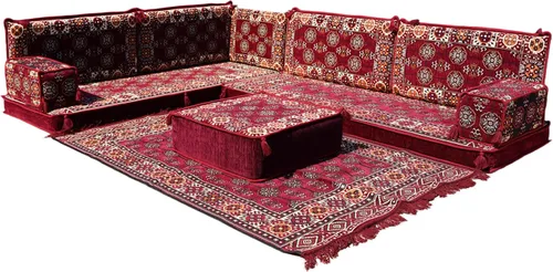 Vista 49 de arabicsofa Juego de Sofá Majlis Árabe de Esquina en Forma de L – Cojín Modular de Piso con Almohadas de Respaldo