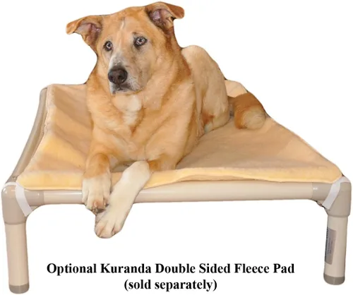 Vista 86 de Kuranda Cama elevada para mascotas a prueba de masticación - PVC almendra - 25" x 18" - Cordura Nylon - Borgoña