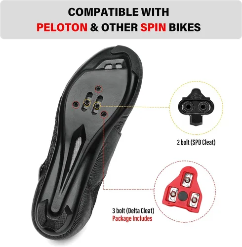Vista 3 de Zapatos de ciclismo unisex compatibles con Peloton Bike y SPD Indoor Road Riding Ciclismo Zapatos de bicicleta con tacos Delta incluidos