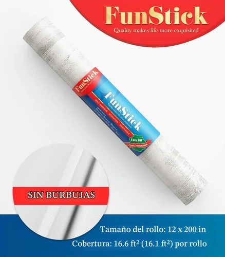 Vista 7 de FunStick Papel tapiz de hormigón texturizado beige despegar y pegar para paredes de dormitorio, encimera de concreto, papel de contacto