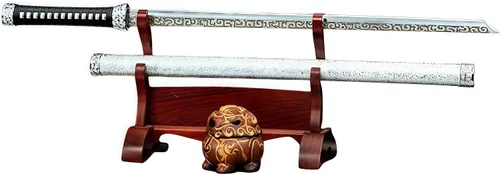 Vista 13 de Espada katana japonesa samurái – Hoja de espiga completa de acero al carbono real sin afilar, espada tradicional de práctica de Iaido