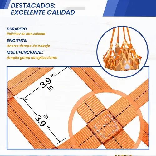 Vista 5 de Correas de elevación de seguridad, red de elevación plana de nailon, redes de elevación de carga de 3.3 x 3.3 pies, capacidad de carga de 1100