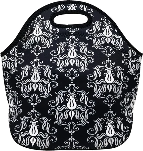Vista 24 de allydrew Bolsa de almuerzo de neopreno aislada con cremallera para lonchera, plátanos y rayas