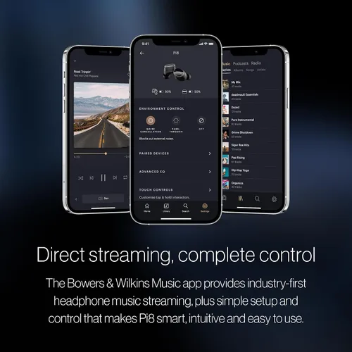 Vista 7 de Bowers & Wilkins Pi8 Auriculares inalámbricos Bluetooth (negro antracita), auriculares Bluetooth intrauditivos con chipset Qualcomm y aptX sin
