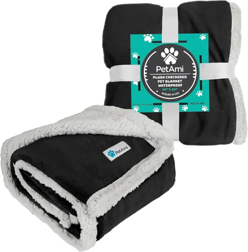 Vista 7 de PetAmi - Manta impermeable para perros medianos, cachorros, gatos pequeños Manta de forro polar suave para mascotas para sofá Cubierta gruesa