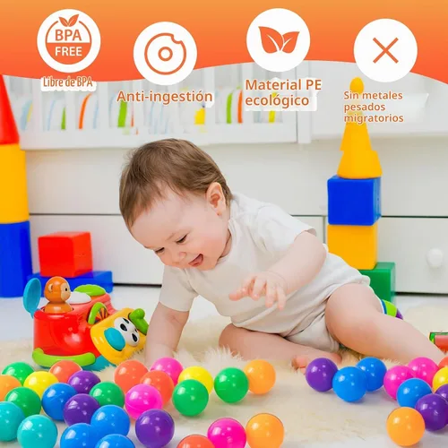 Vista 2 de Markdang 170 bolas de plástico a prueba de aplastamiento de 2.1 a 2.2 pulgadas para bebés y niños pequeños, 8 colores brillantes con bolsa