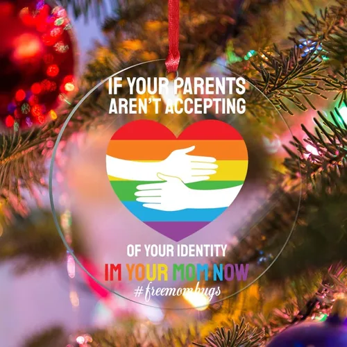 Vista 20 de Adorno acrílico de Navidad con texto en inglés "I May Be Straight But I Don't Hate LGBT, decoración de árbol de Navidad, adorno gay para árbol