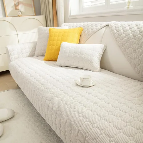 Vista 9 de JIAN YA NA Funda para Sofá Seccional, Divertida Funda de Chenilla Difusa para Sofá, Protector de Muebles Antideslizante para Mascotas y Niños, Sofá
