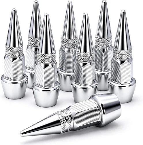 Vista 39 de 4 piezas de tapas de válvula de neumático con estilo púas, cubiertas de válvula de neumático universales de aleación de aluminio a prueba de polvo