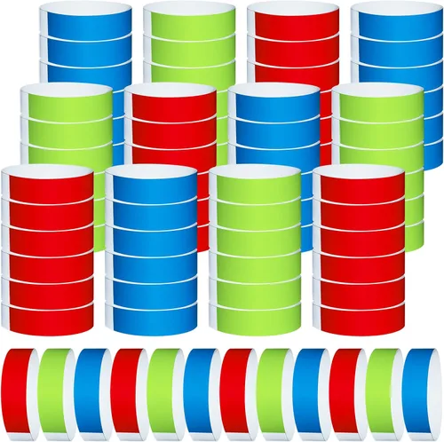 Vista 11 de 1200 piezas de pulseras de papel de plástico para eventos, pulseras de color neón para conciertos, pulseras de identificación, pulseras de papel