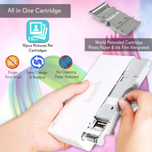 Vista 5 de SereneLife - Impresora fotográfica portátil instantánea móvil, tamaño de bolsillo compacto, fácil para viajes, impresión de imágenes